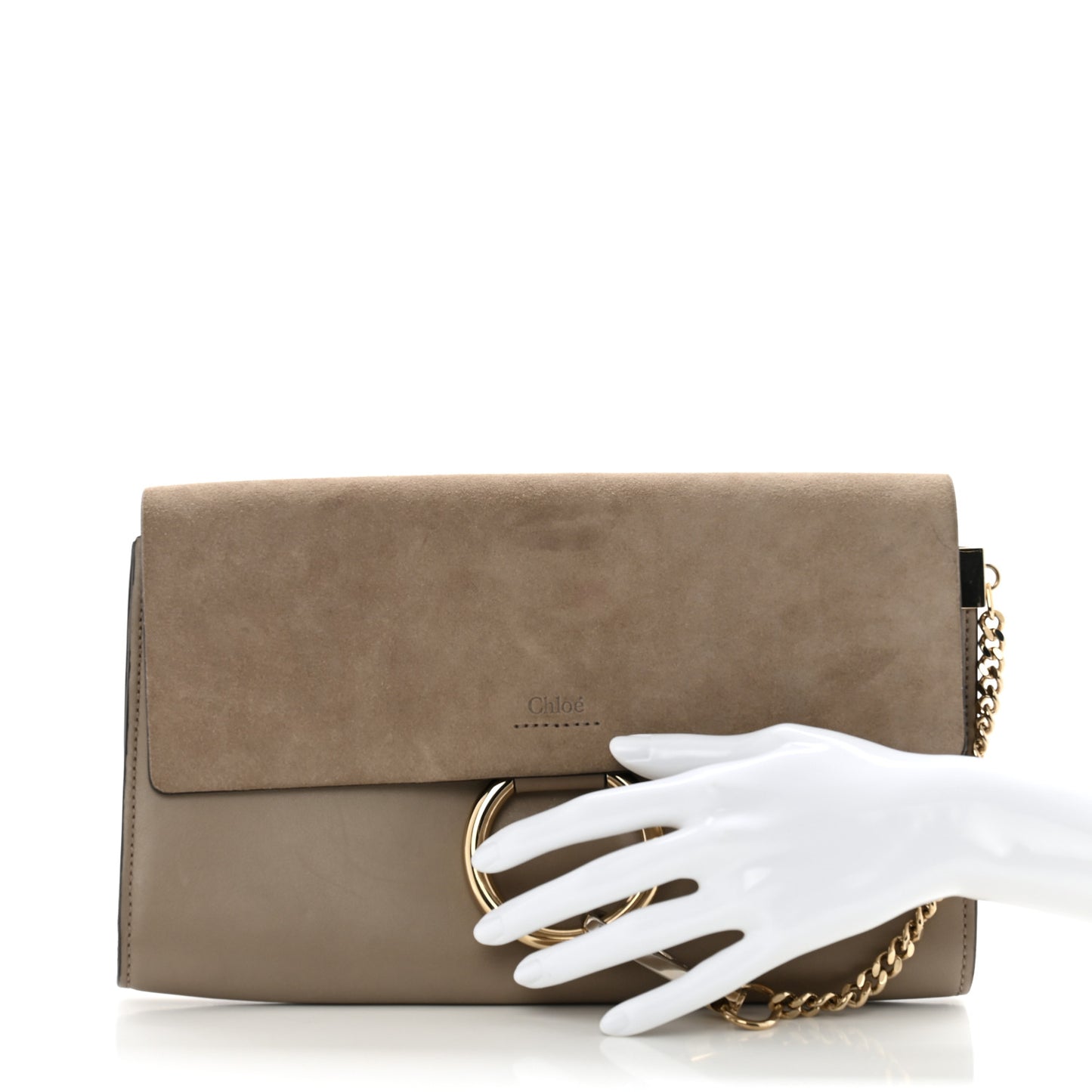 Suede Calfskin Faye Clutch Motty Grey