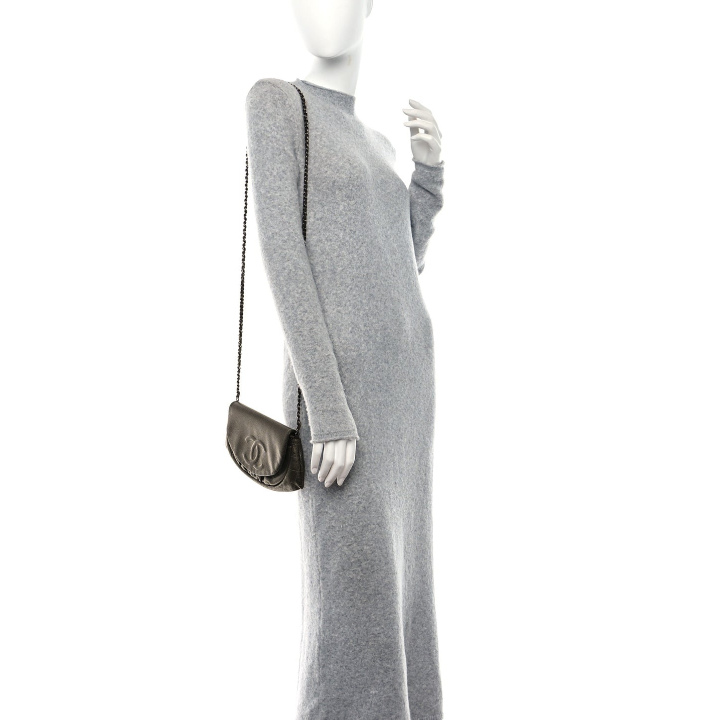 Metallic Caviar Half Moon Wallet On Chain WOC Bronze