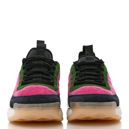 Chanel Velvet Calfskin Mixed Fibers CC Sneakers 38 Dark Pink Green 2 of 9