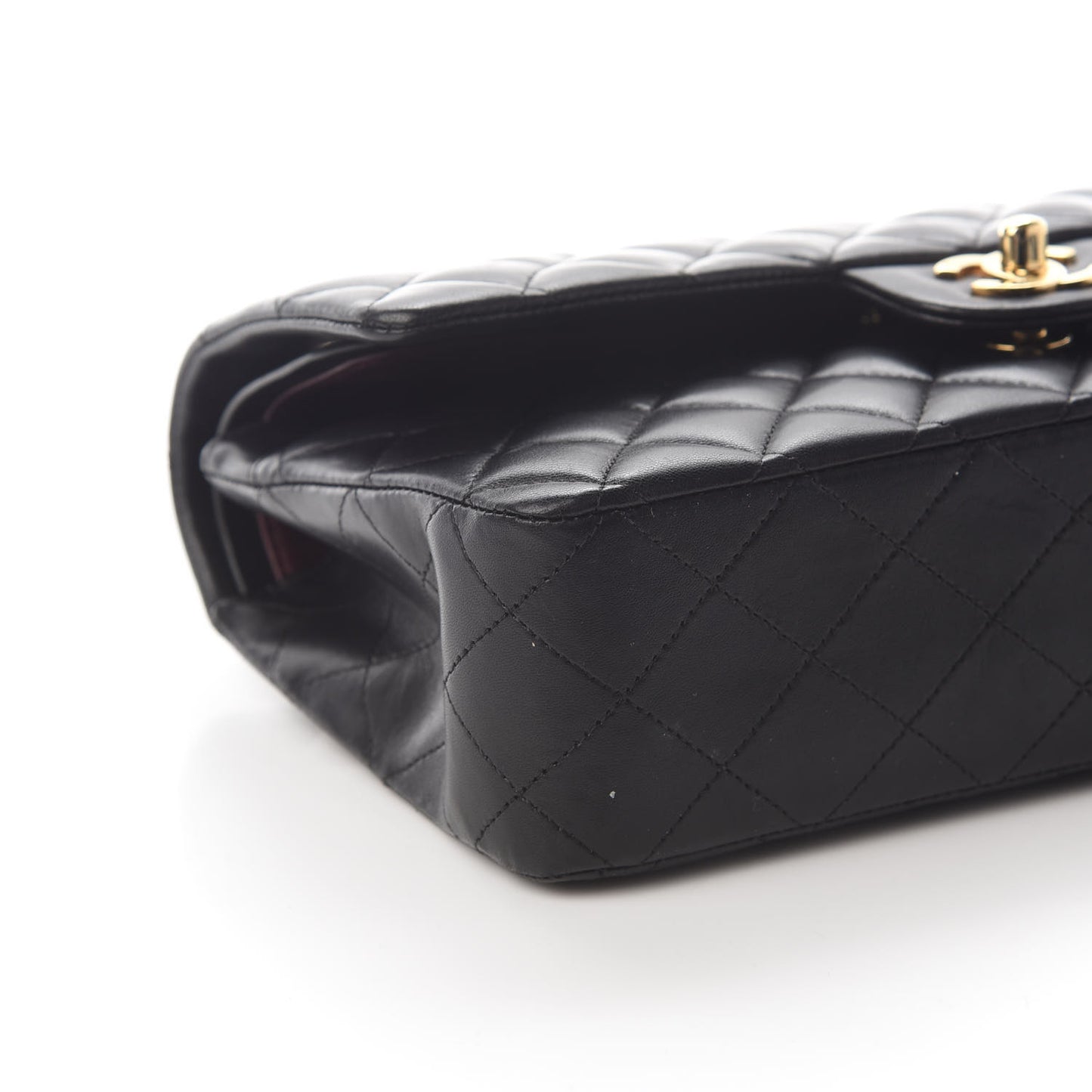 Lambskin Quilted Medium Double Flap Black