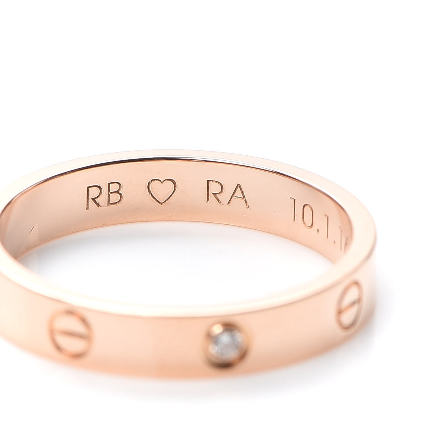 18K Pink Gold Diamond 4mm LOVE Wedding Band Ring 62 10