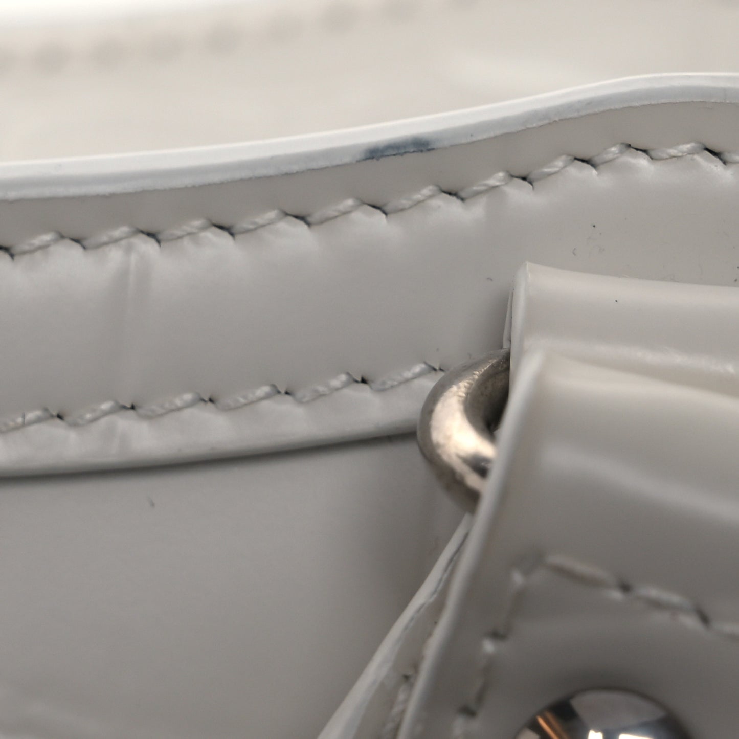 Semi Shiny Calfskin Crocodile Embossed Neo Classic Silver Hardware Mini City White