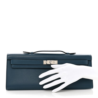 Hermes Swift Kelly Cut Clutch Pochette Bleu Tempete 2 of 9