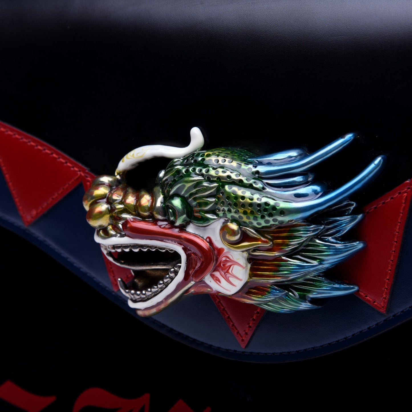 Calfskin Naga Dragon Small Shoulder Bag Black
