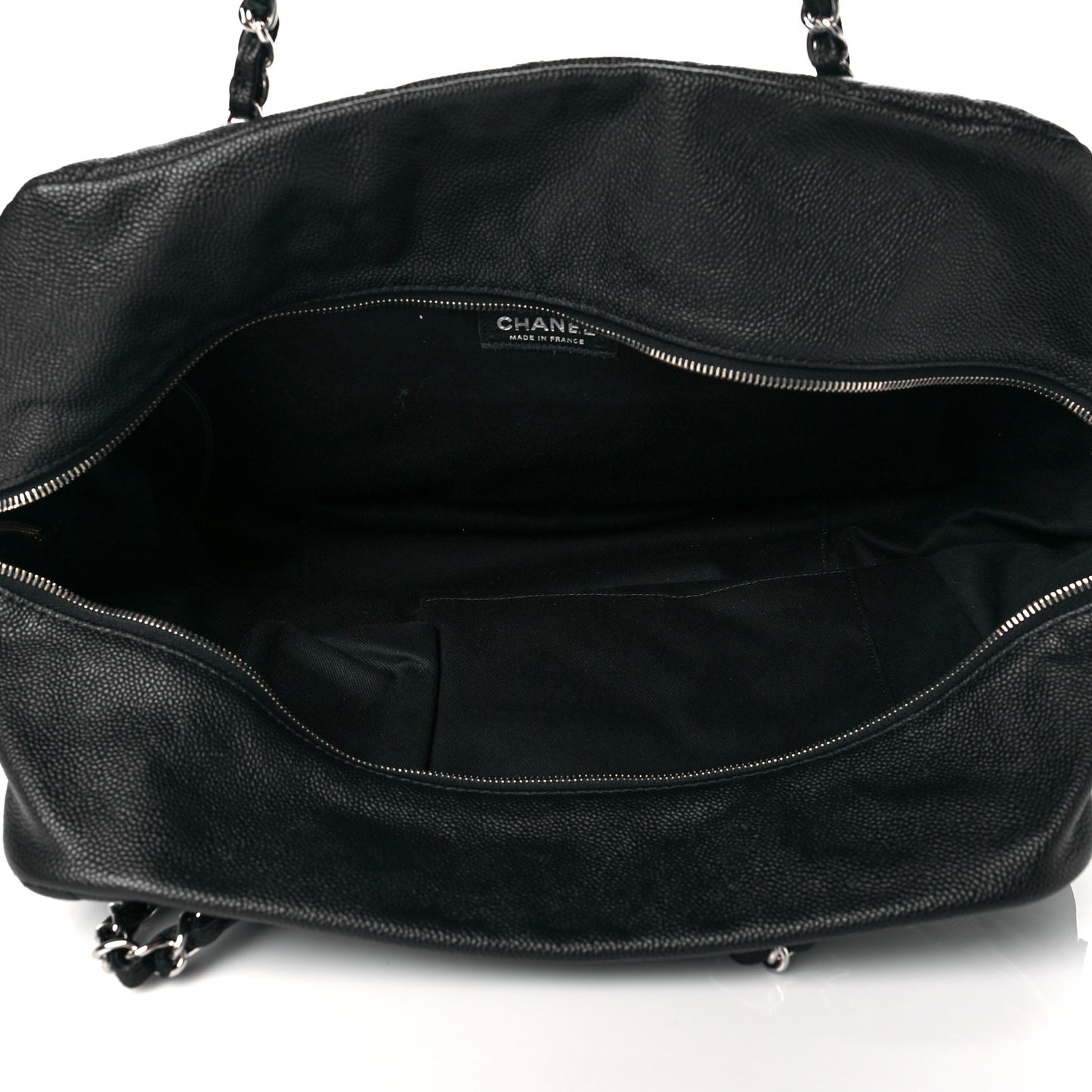 Caviar Quilted Travel Flap Tote Black