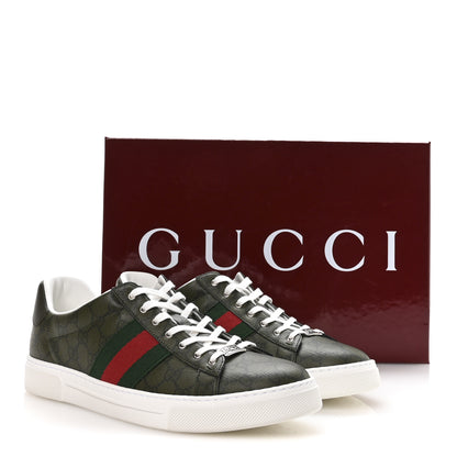 Gucci GG Supreme Monogram Web Mens New Ace Sneakers 11 Green 9 of 9