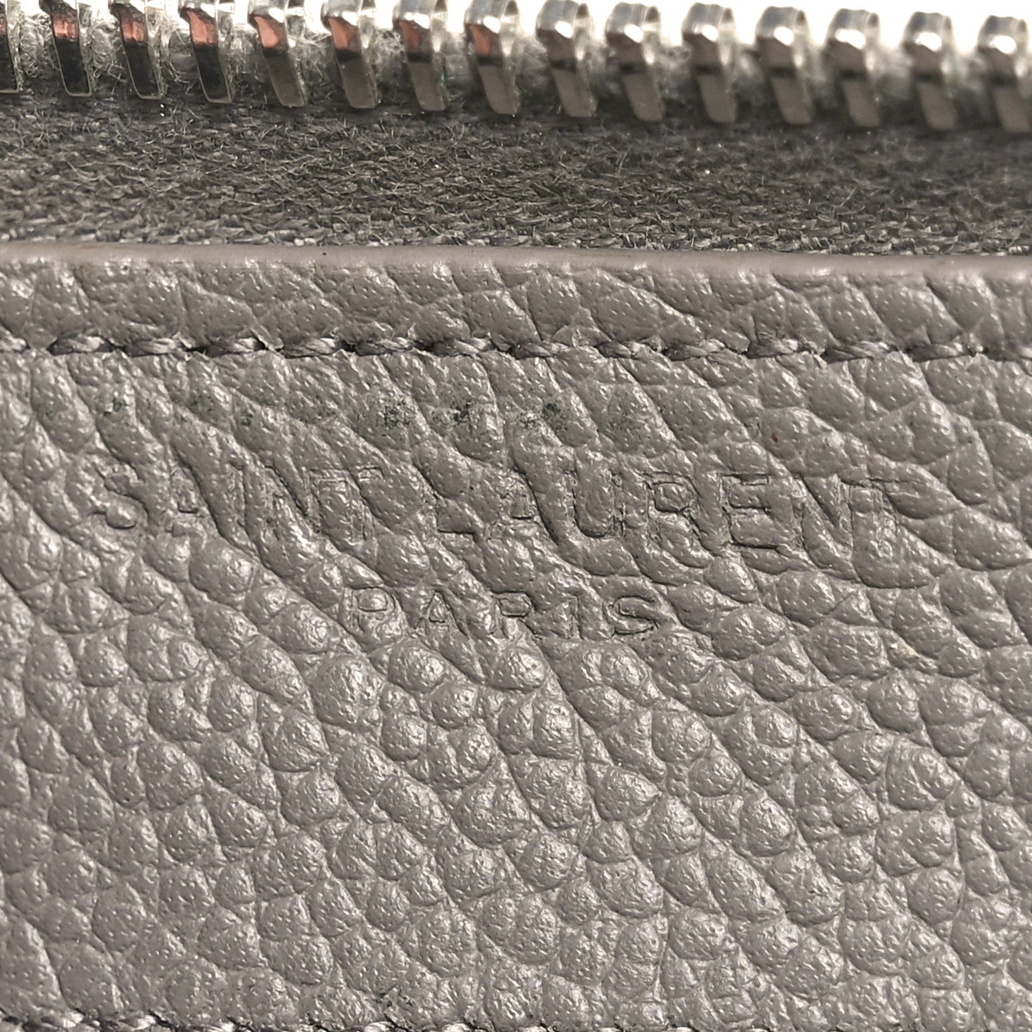 Saint Laurent Grained Calfskin Rive Gauche Zip Around Wallet Fog 6 of 9