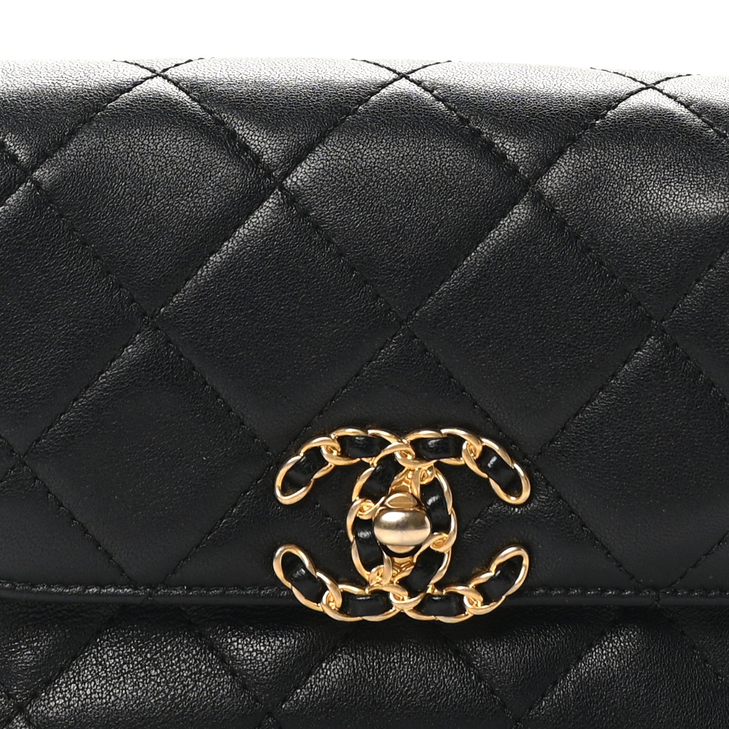 Chanel Lambskin Quilted Chain Infinity Waist Belt Bag Black 8 of 10