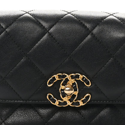 Chanel Lambskin Quilted Chain Infinity Waist Belt Bag Black 8 of 10