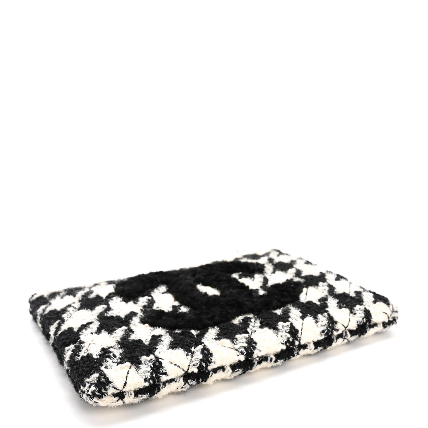 Chanel Tweed Shearling Quilted Chanel Cosmetic Pouch White Black 4 of 7