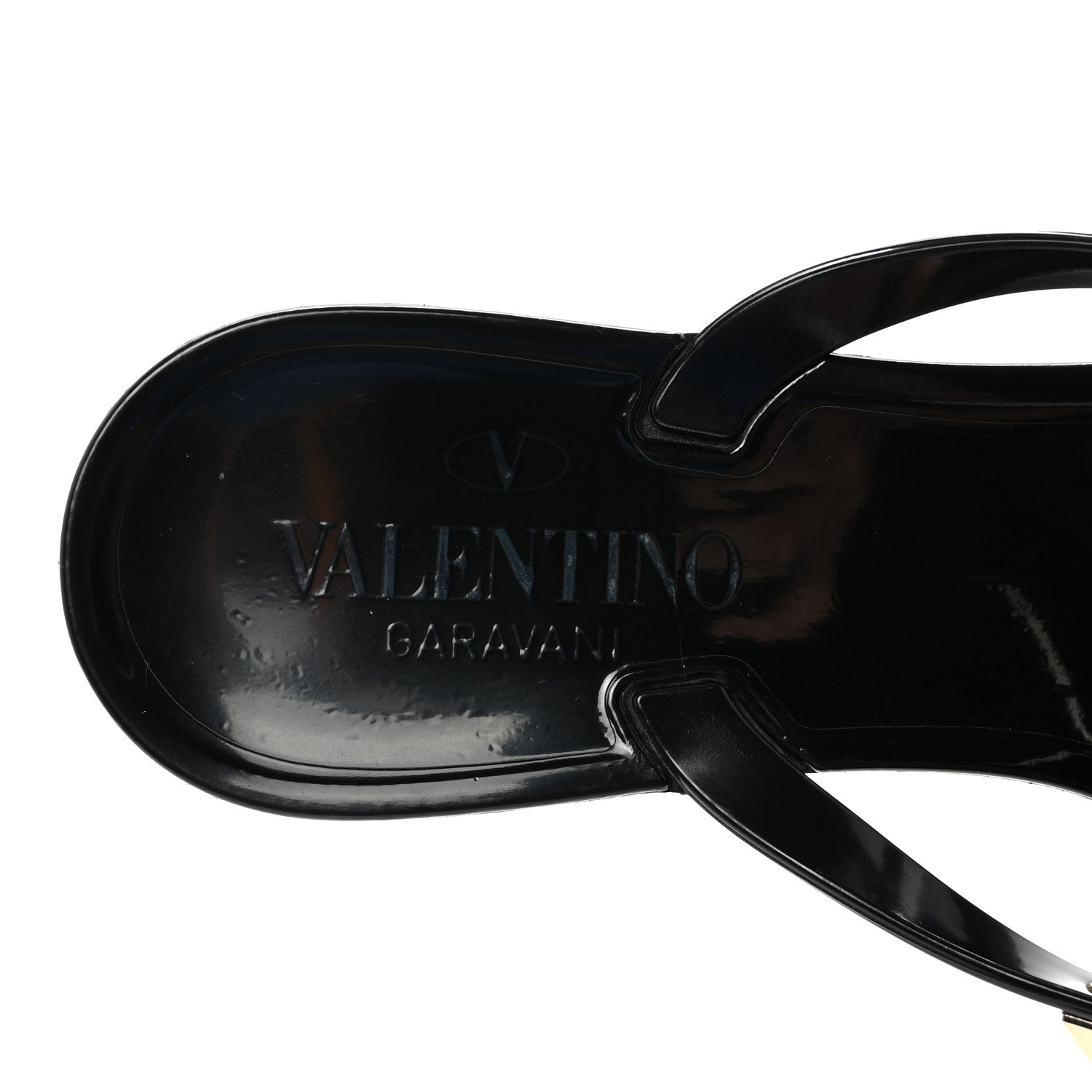 ジョバンニ バレンチノ Valentino Garavani PVC Jelly Rockstud Bow Thong Sandals 37 Black