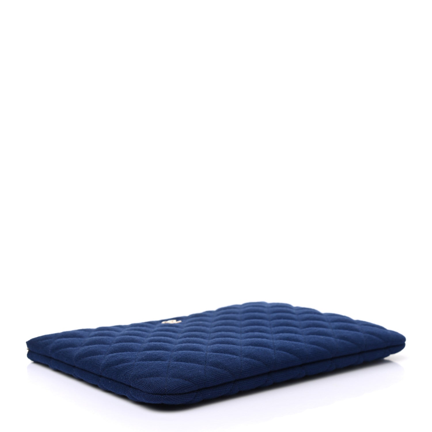 Chanel Jersey Quilted Medium Cosmetic Case Blue 4 of 8