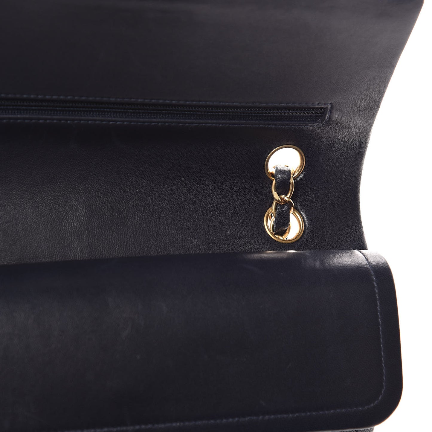 Lambskin Quilted Medium Double Flap Navy