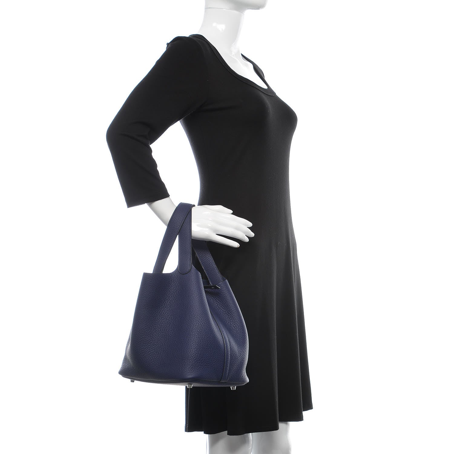 Hermes Taurillon Clemence Picotin Lock 22 MM Bleu Encre 2 of 8