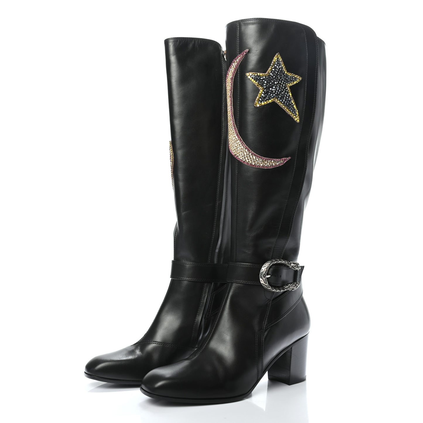 Calfskin Dionysus Embellished Elizabeth Knee High Boots 37 Black