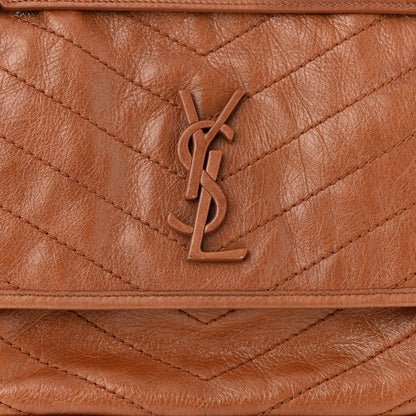 Saint Laurent Crinkled Calfskin Matelasse Monogram Medium Niki Chain Satchel Light Caramel 8 of 11