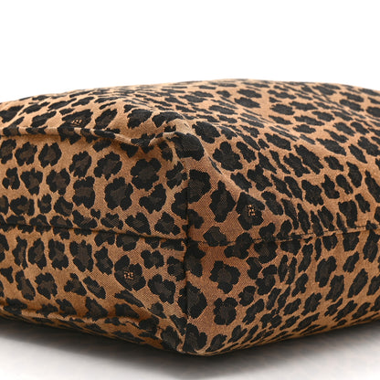 Fendi Jacquard Leopard Print Shopping Tote Brown Red 10 of 11