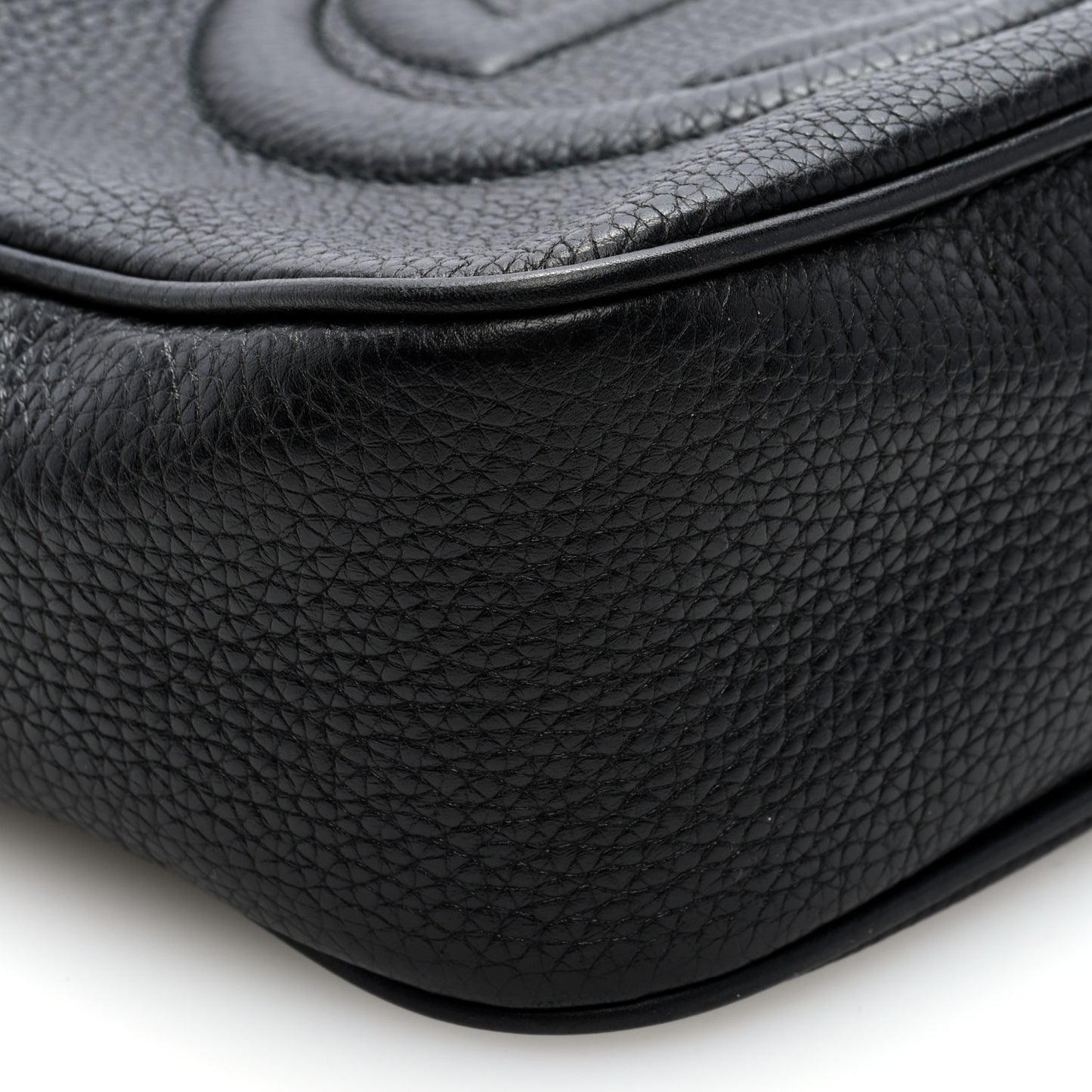 Pebbled Calfskin Small Soho Disco Bag Black