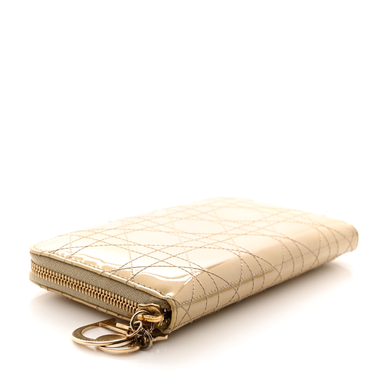 Christian Dior Patent Cannage Lady Dior Continental Zip Wallet Beige 4 of 6