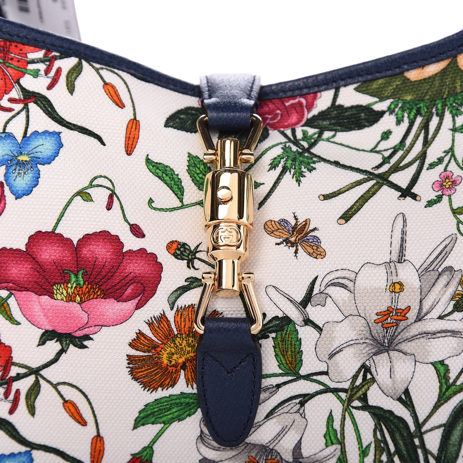 Gucci Canvas Flora Medium Jackie Hobo Blue Agata 10 of 10