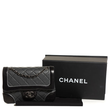 Chanel Calfskin Quilted Bi-Color Mini Flap Grey Black 5 of 9