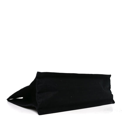 Saint Laurent Embroidered Cotton Linen Rive Gauche Noe Tote Black Beige 3 of 9
