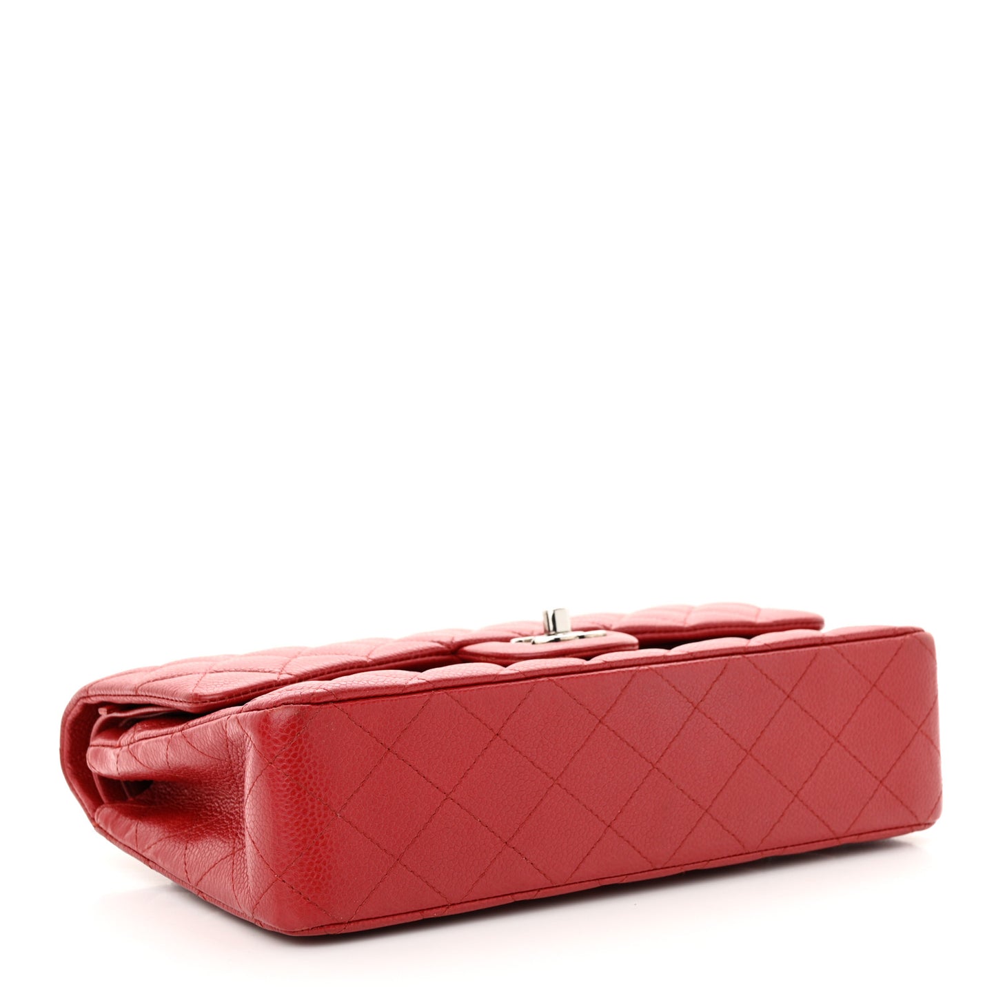Caviar Quilted Medium Double Flap Red