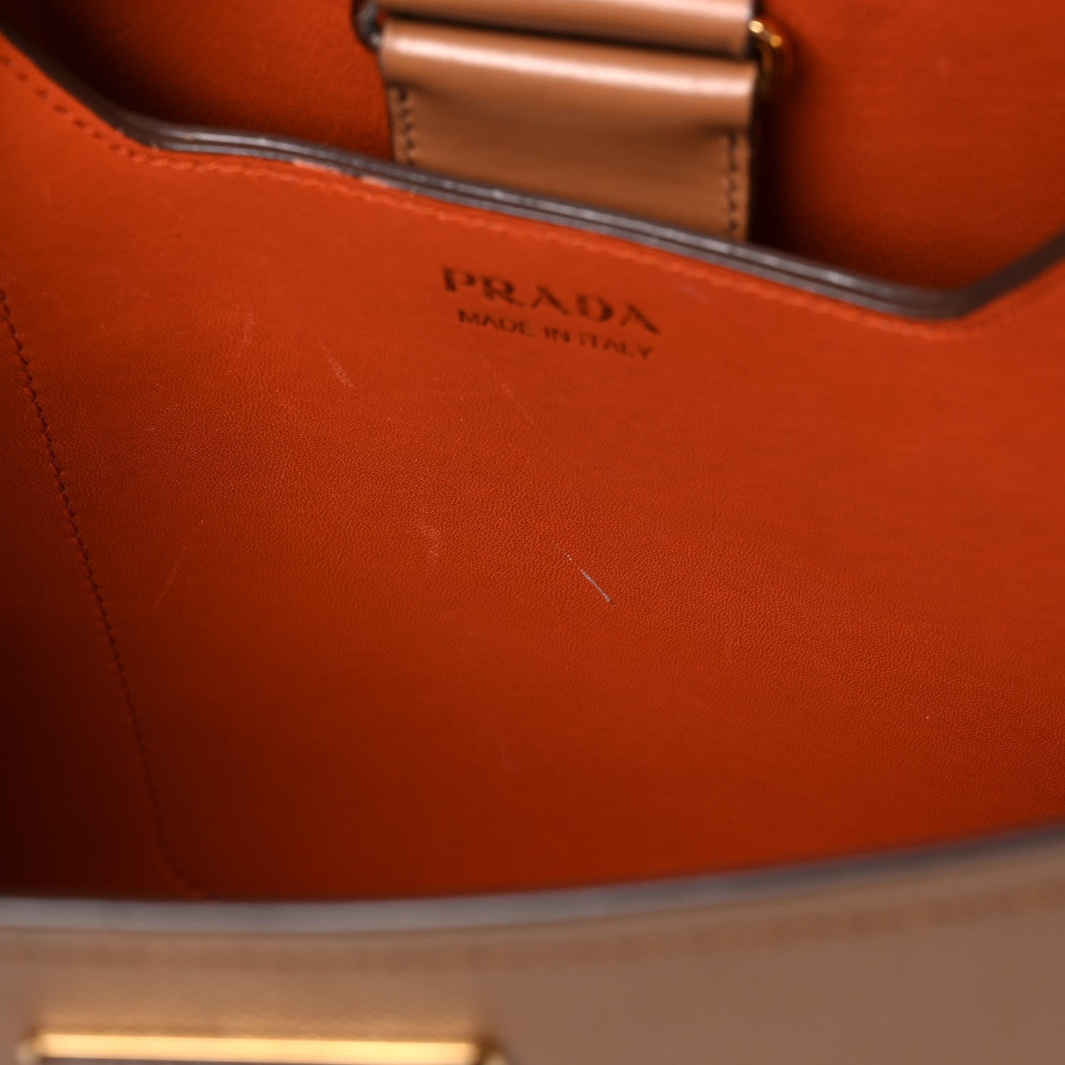 Prada Saffiano Cuir Medium Panier Bucket Bag Caramel Papaya 13 of 13