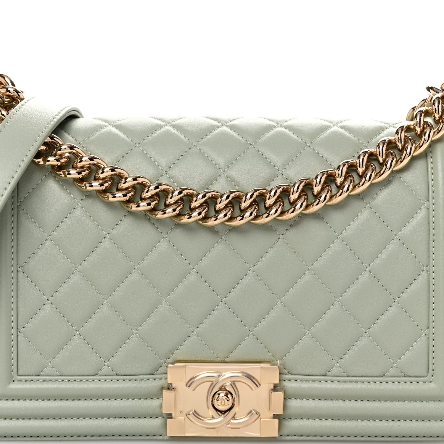 Chanel Calfskin Quilted Medium Boy Flap Light Green 8 of 12