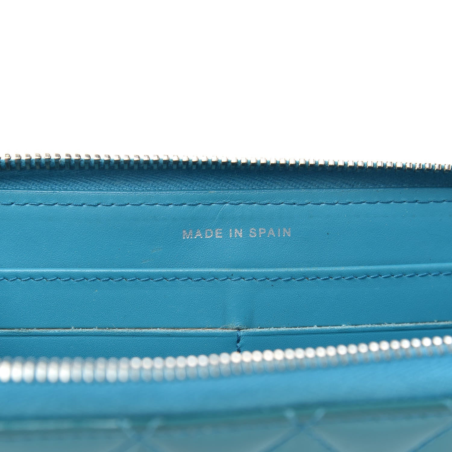 Chanel Patent Quilted Large Gusset Zip Around Wallet Blue 7 of 13