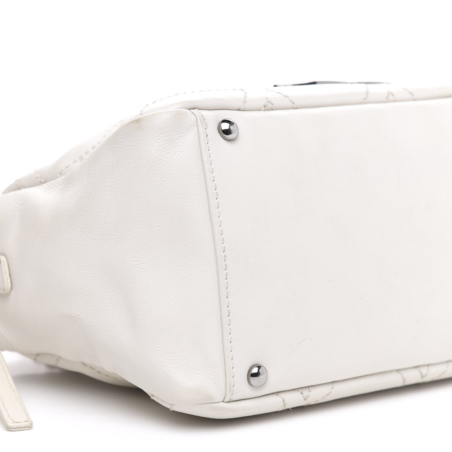 Calfskin Small Diamond Stitch Tote White