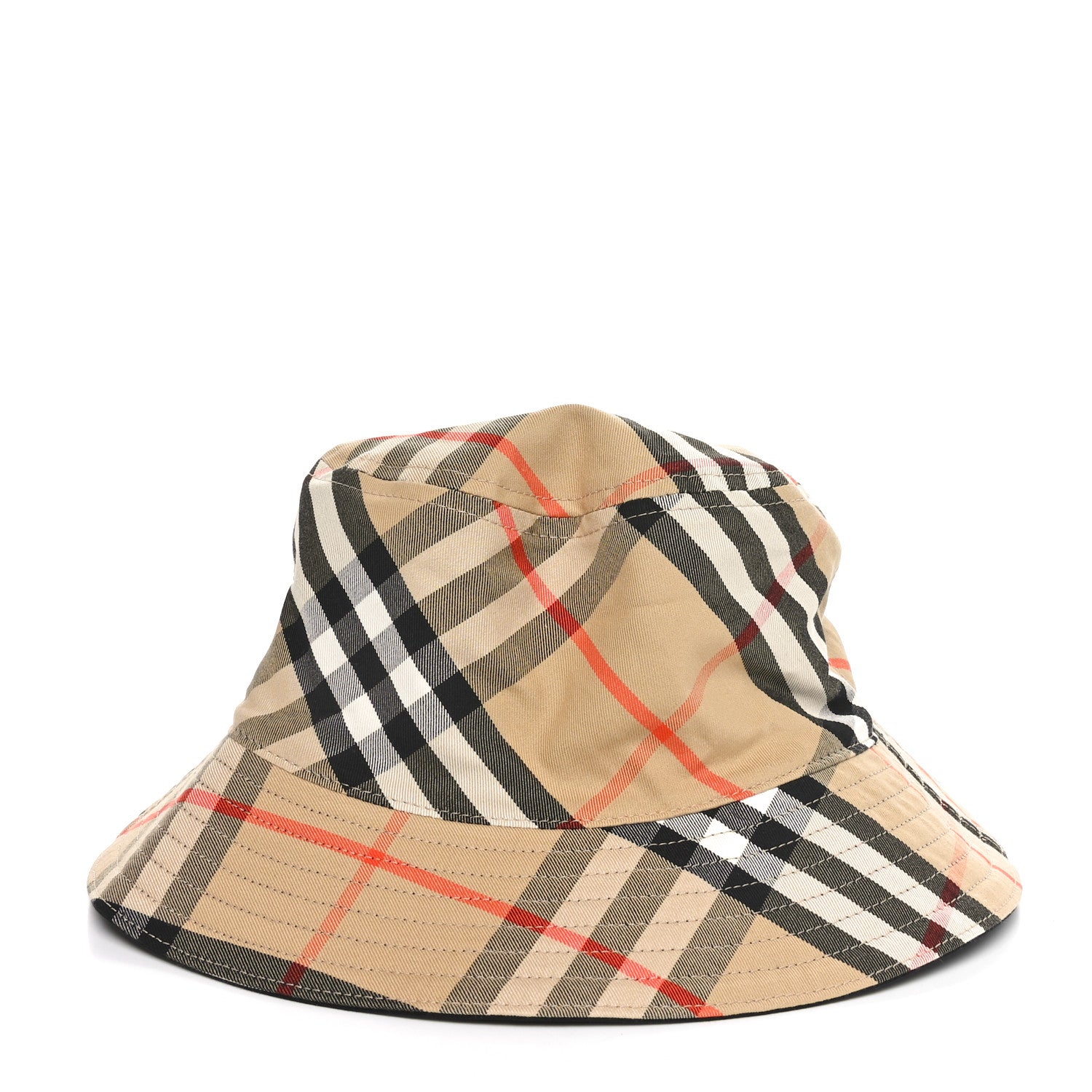 Burberry Cotton Gabardine Vintage Check Reversible Bucket Hat L Black Sand 3 of 15
