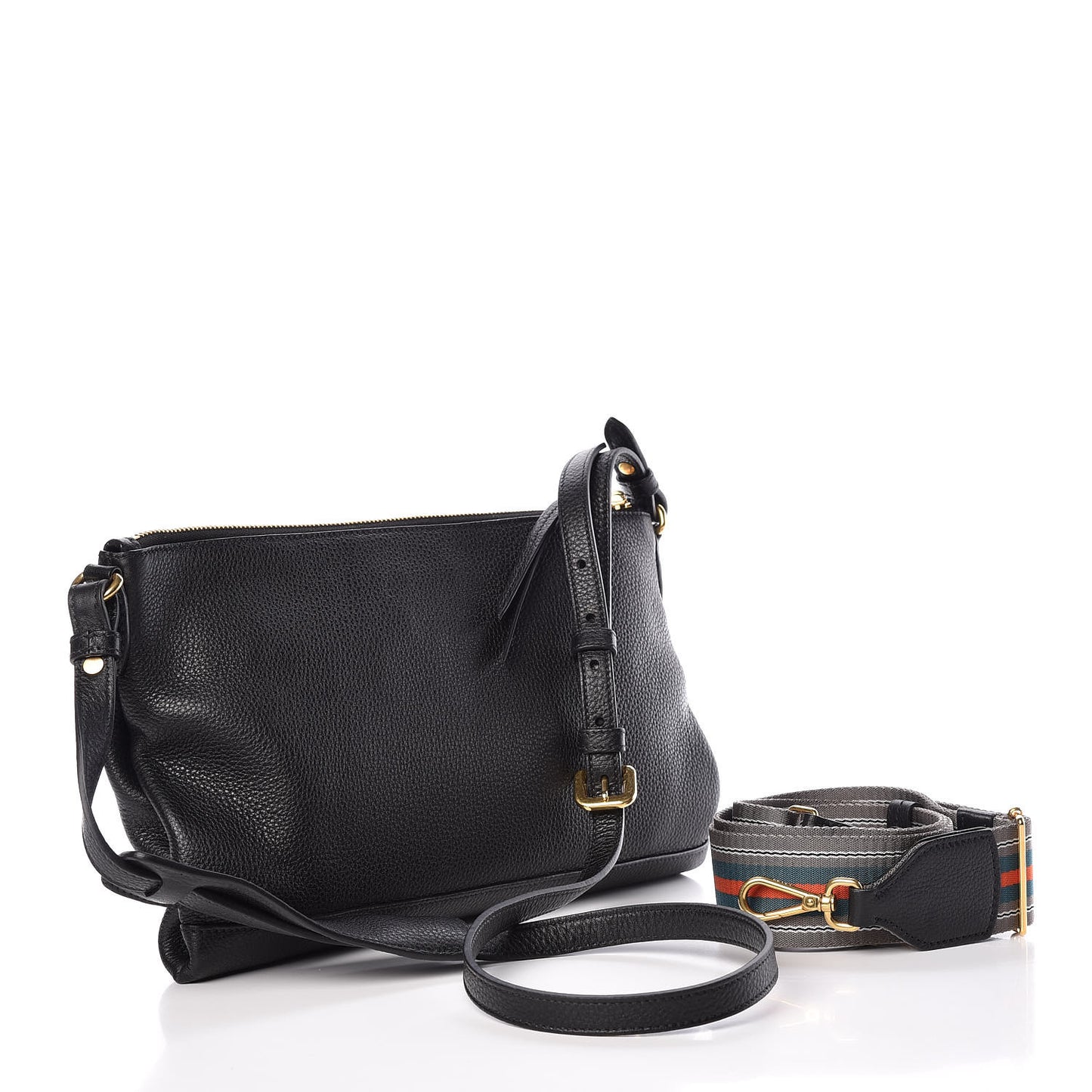 Vitello Daino Crossbody Bag Black