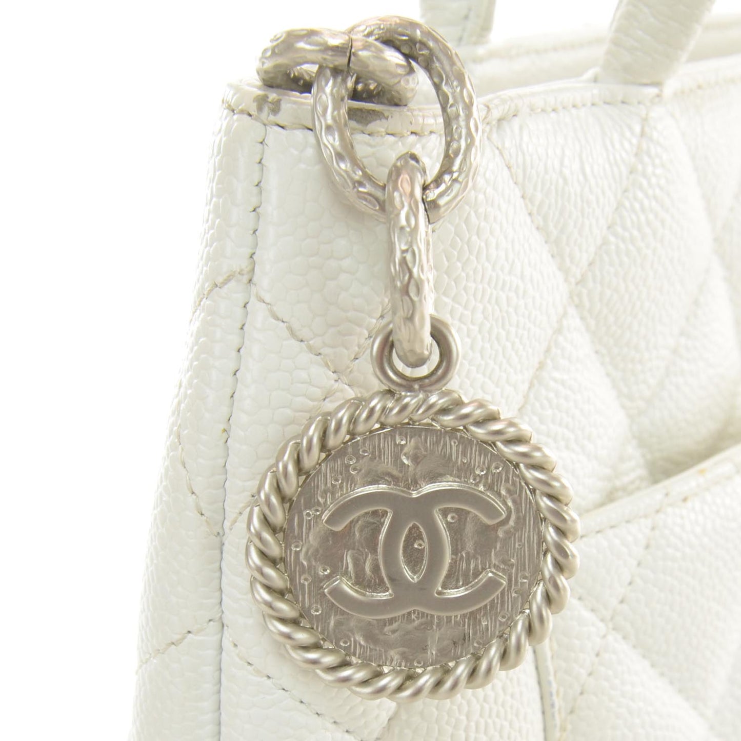 Caviar Medallion Tote White