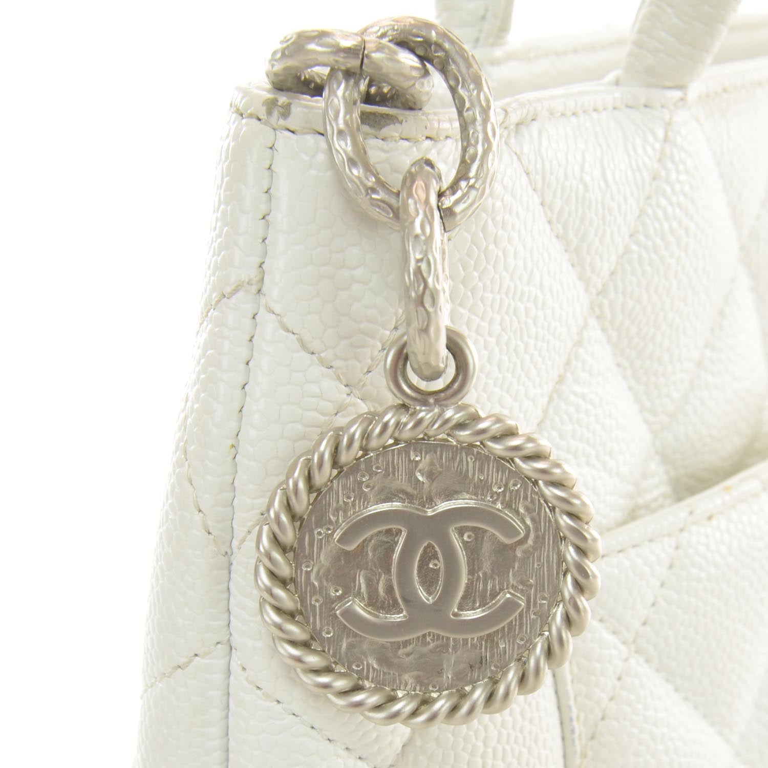 Chanel Caviar Medallion Tote White 10 of 10