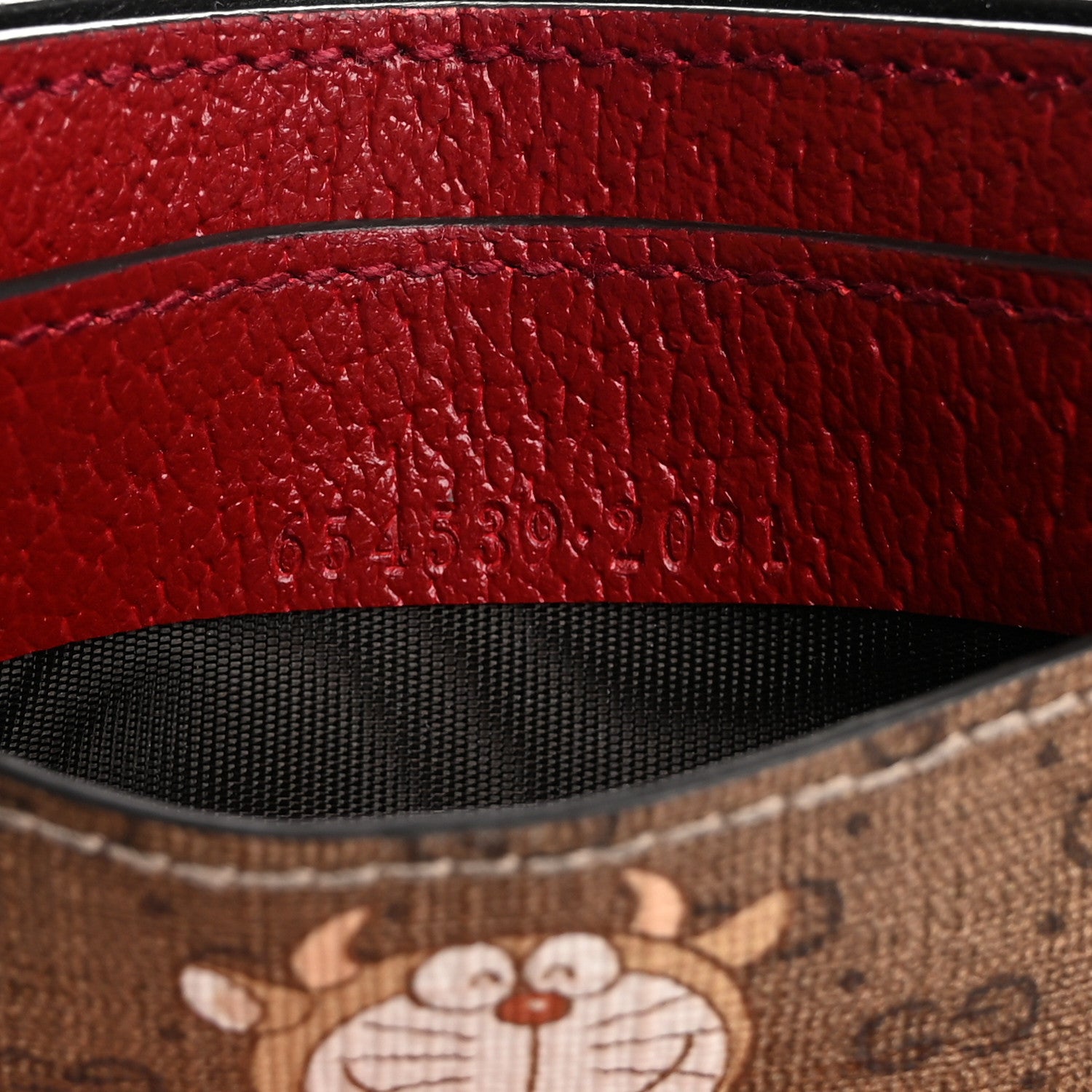 Gucci X DORAEMON Mini Vintage GG Supreme Monogram Card Holder Beige Cherry Red 8 of 11