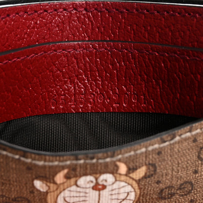 Gucci X DORAEMON Mini Vintage GG Supreme Monogram Card Holder Beige Cherry Red 8 of 11