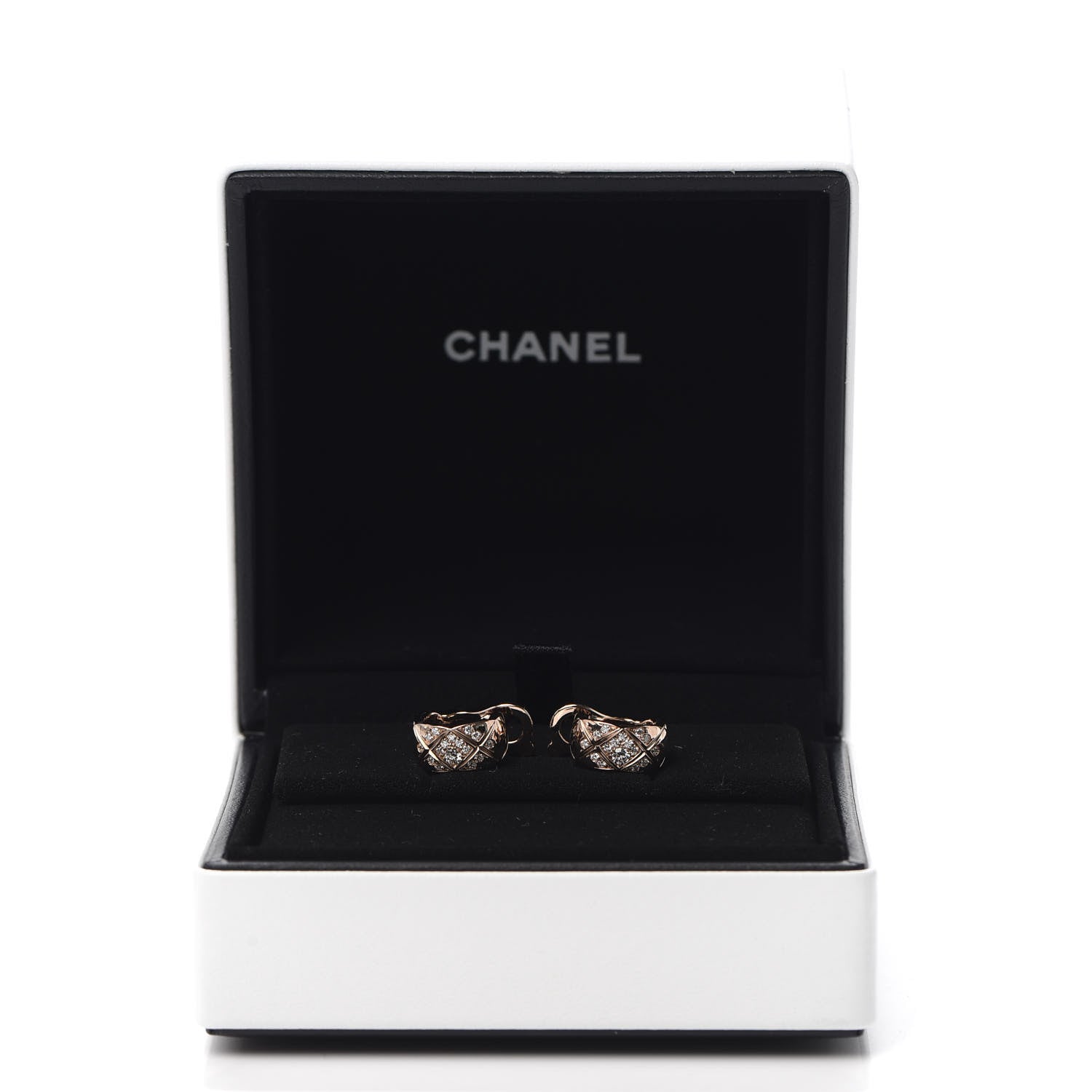 Chanel 18K Beige Gold Diamond Coco Crush Hoop Earrings 5 of 5