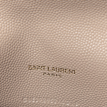 Saint Laurent Grain De Poudre Matelasse Chevron Monogram Envelope Chain Wallet Dark Beige 6 of 12