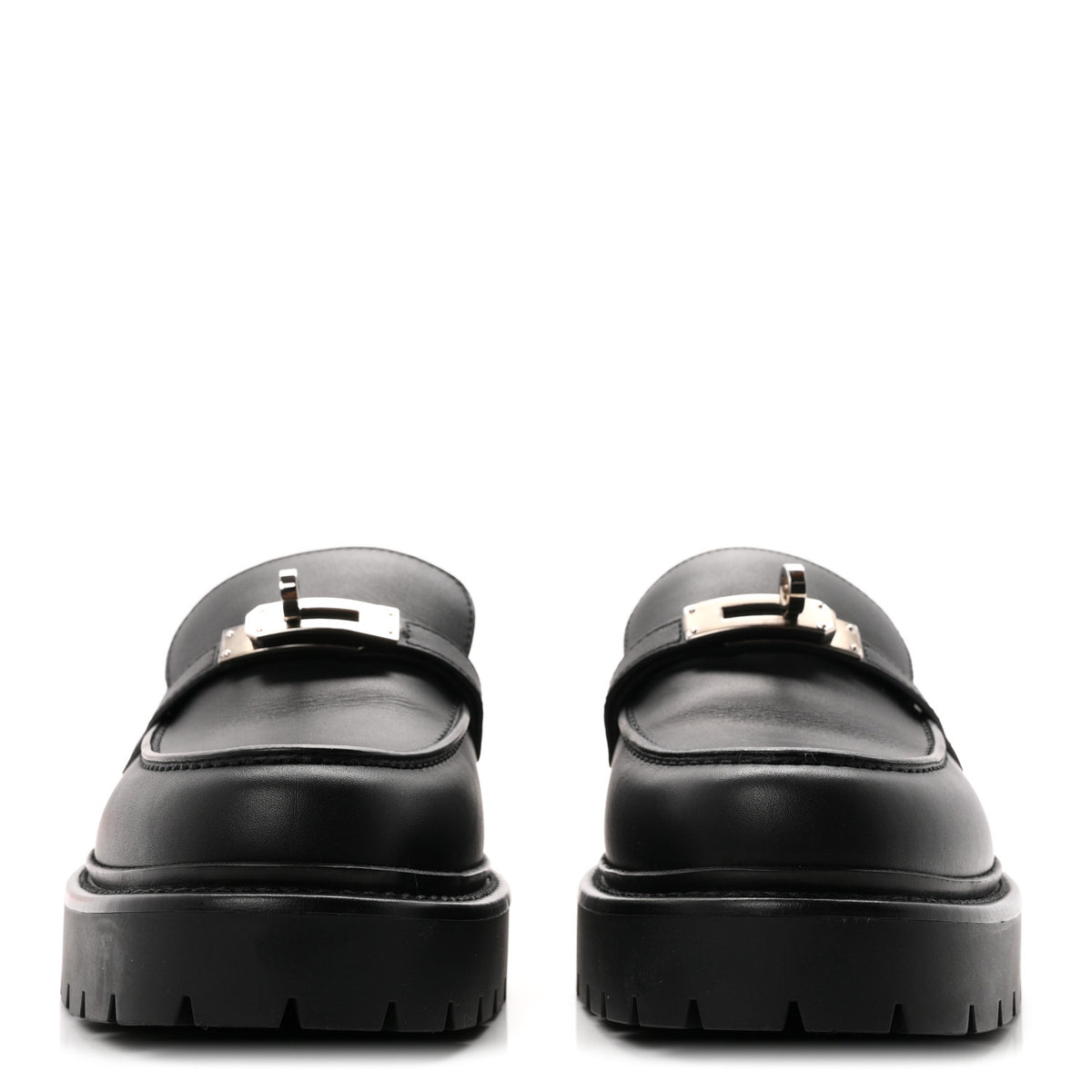 Hermes Calfskin Womens Icone Loafers 38.5 Black 3 of 9
