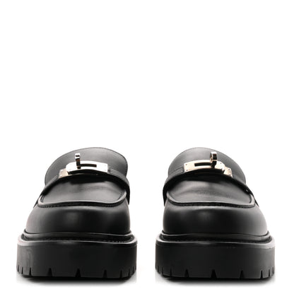Hermes Calfskin Womens Icone Loafers 38.5 Black 3 of 9