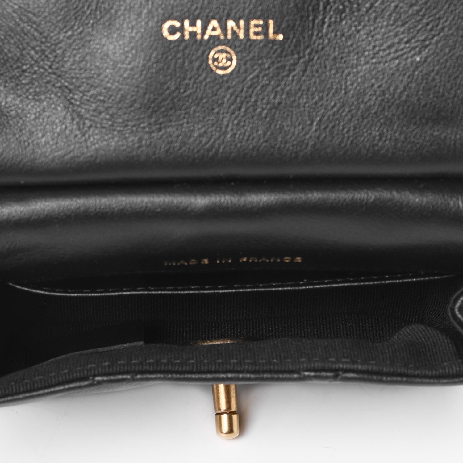 Chanel Calfskin Quilted Lady Handle Flap Card Holder With Chain Black 4 of 4