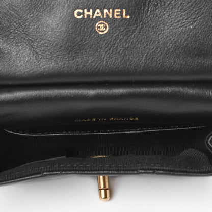 Chanel Calfskin Quilted Lady Handle Flap Card Holder With Chain Black 4 of 4