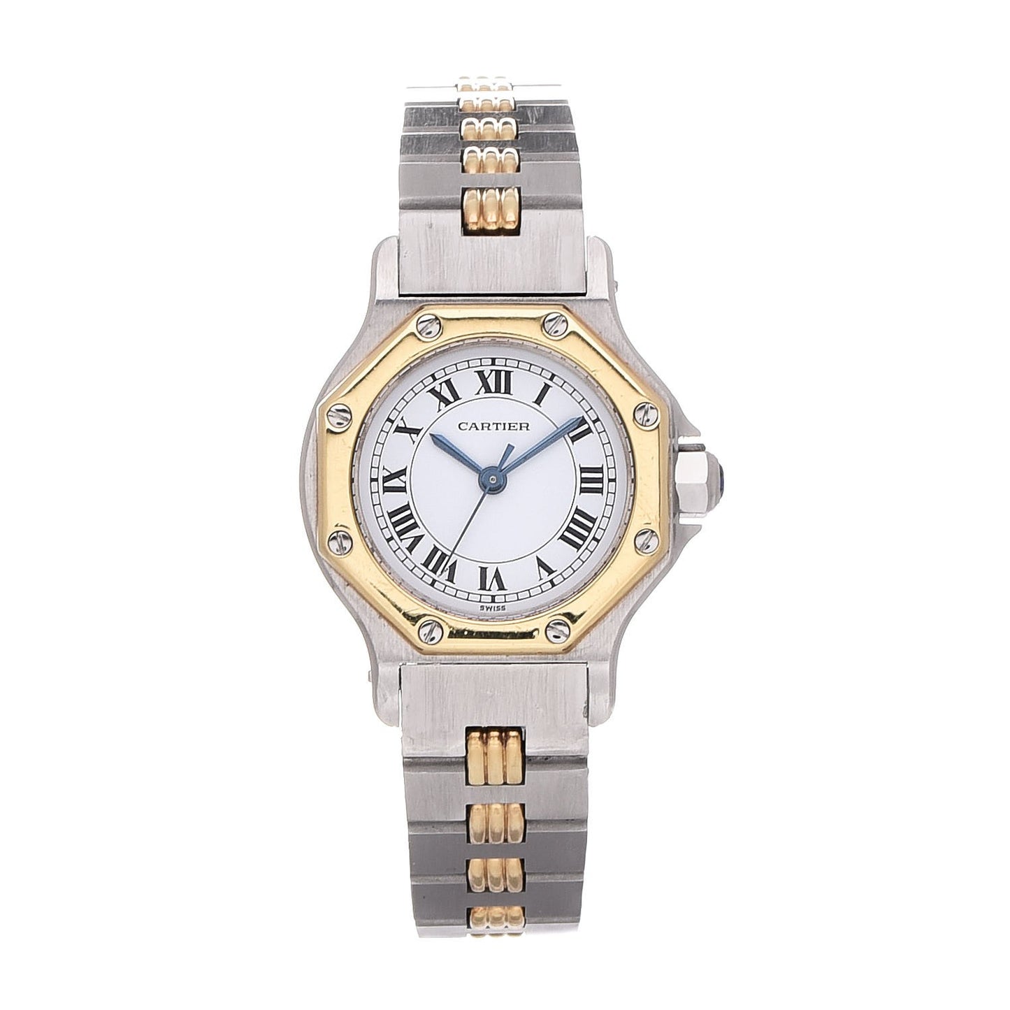 Stainless Steel 18K Yellow Gold 24mm Santos Octagon Automatic Watch