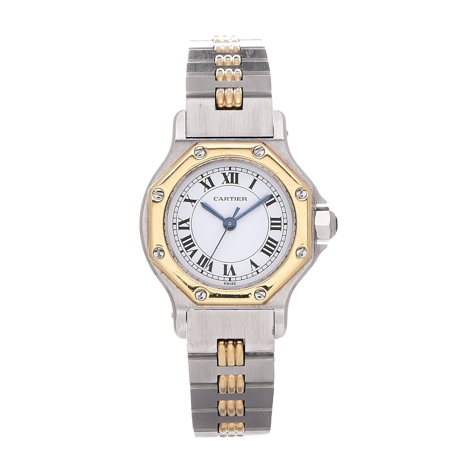 Cartier Stainless Steel 18K Yellow Gold 24mm Santos Octagon Automatic Watch 1 of 8