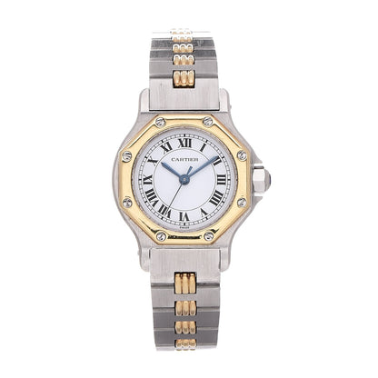 Cartier Stainless Steel 18K Yellow Gold 24mm Santos Octagon Automatic Watch 1 of 8