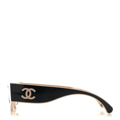 Chanel Acetate Cat Eye Sunglasses 6056 Black Beige 3 of 7