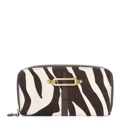Jimmy Choo Zebra Print Pony Hair Wallet Brown 1 of 9