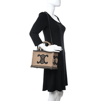 Celine Stripe Triomphe Small Cabas Beige Black 2 of 9