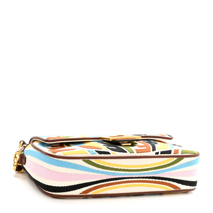 Fendi X SARA COLEMAN Canvas Vitello King Seta FF Fish Eye Embroidered Baguette Grezzo Multicolor Ghianda 4 of 11